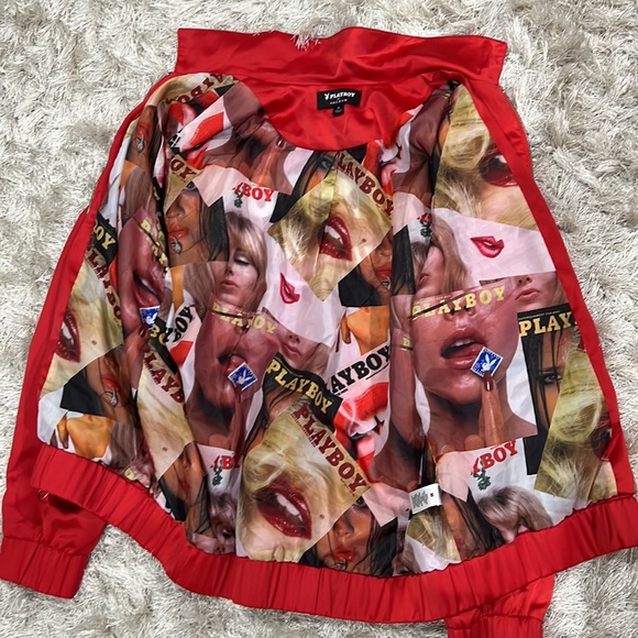 Playboy by Pacsun zip up jacket in red. Removed tags never worn. Size Meduim. - Picture 3 of 7